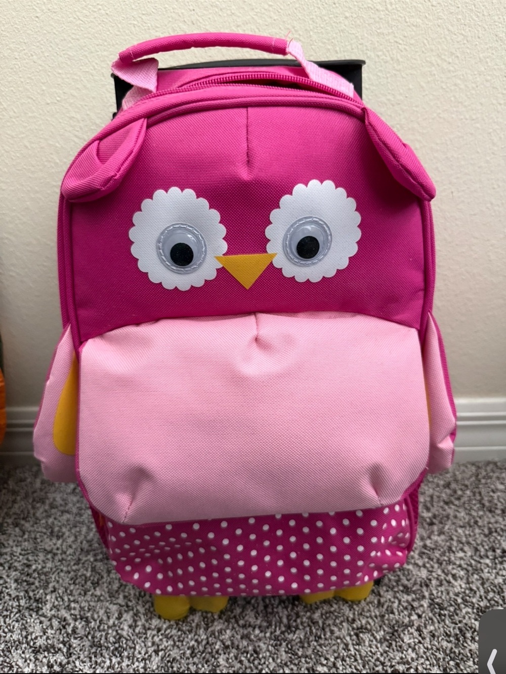 Stephen Joseph Pink Owl Kids Rolling Luggage
